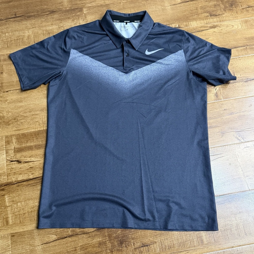 Nike Golf Mens Dri-Fit Chevron Print Golf Polo AR4278 010 Mens's Sz L Dark Gray
